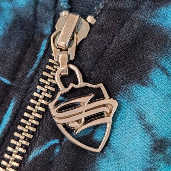 Sledge Vintage Hoodie Medium Zip Tie-Dye Rhinestone Blue Y2K Grunge Long Pockets - Picture 8 of 11